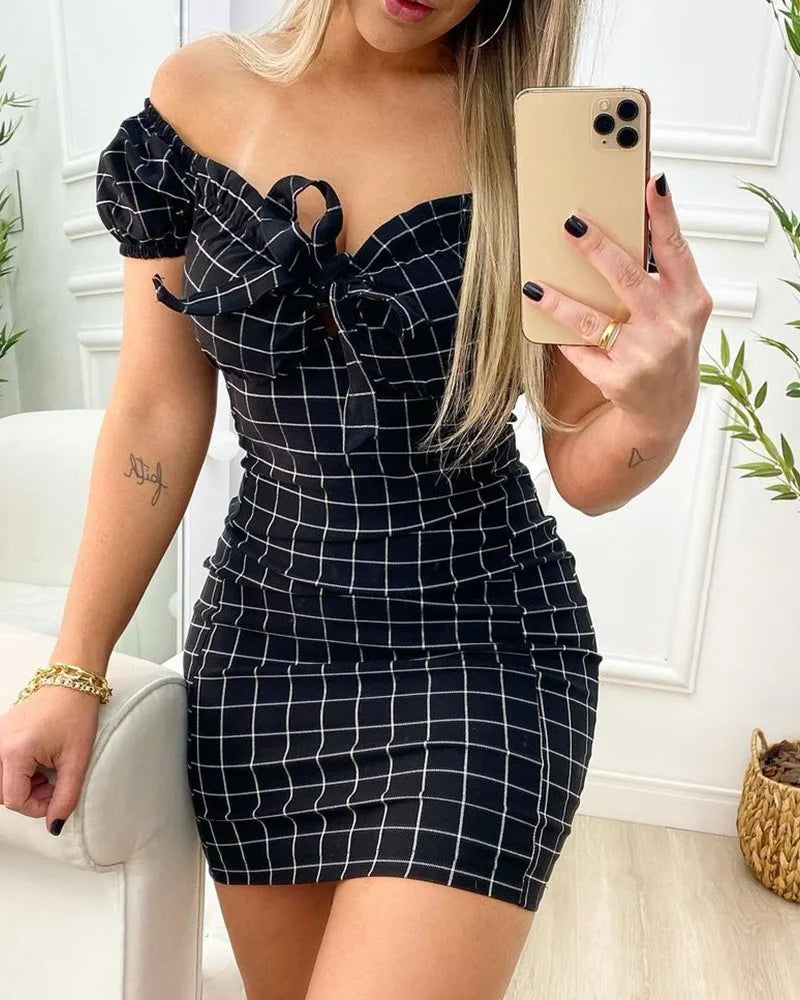 Rosalie Grid Mini Dress