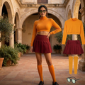  Costume 1 - Short Crop Top Shirt + Skirt + Socks + Glasses