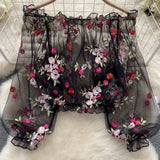 Sweet See Through Flower Crop Top