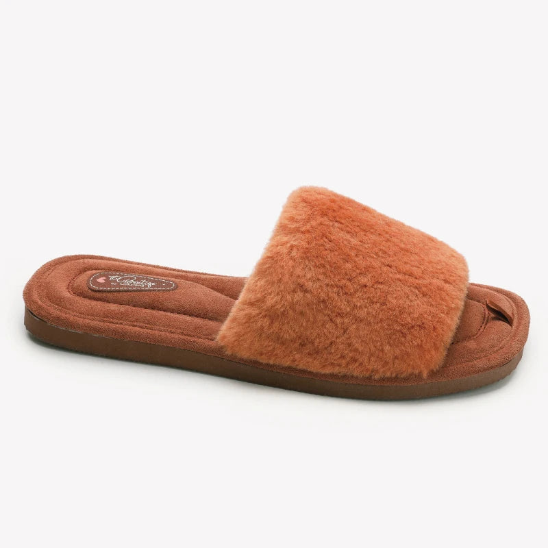 Dana Plush Flat Open Toe Slippers