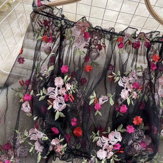 Sweet See Through Flower Crop Top