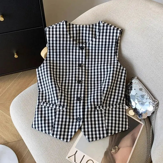 Sophia Plaid Vest Top