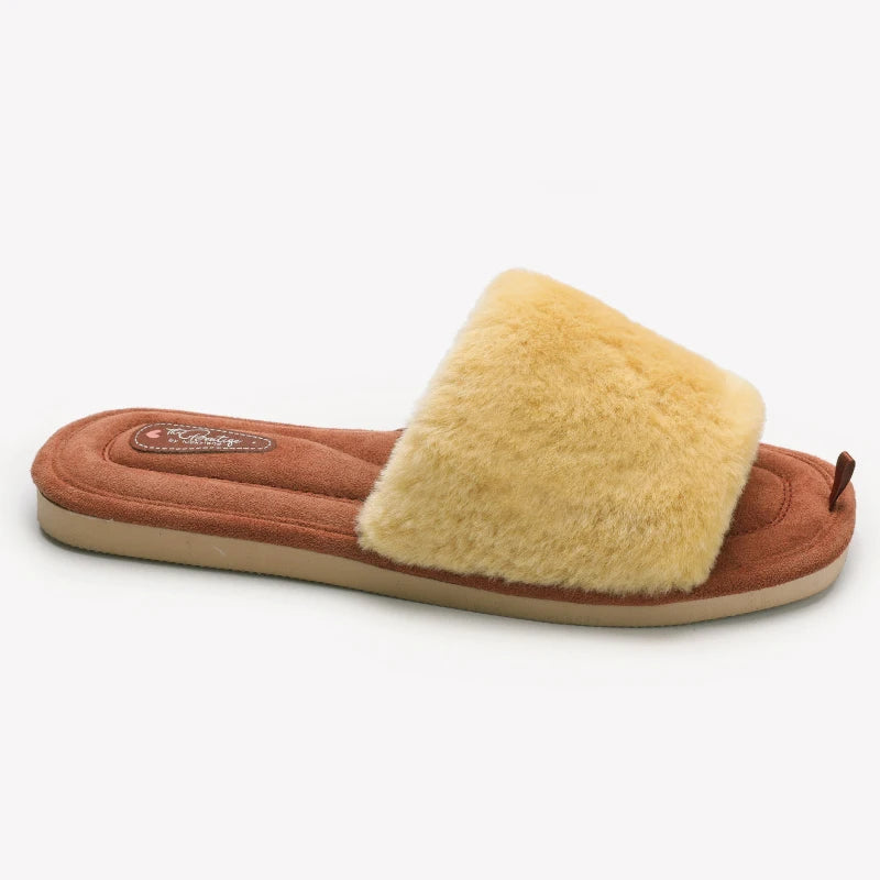 Dana Plush Flat Open Toe Slippers