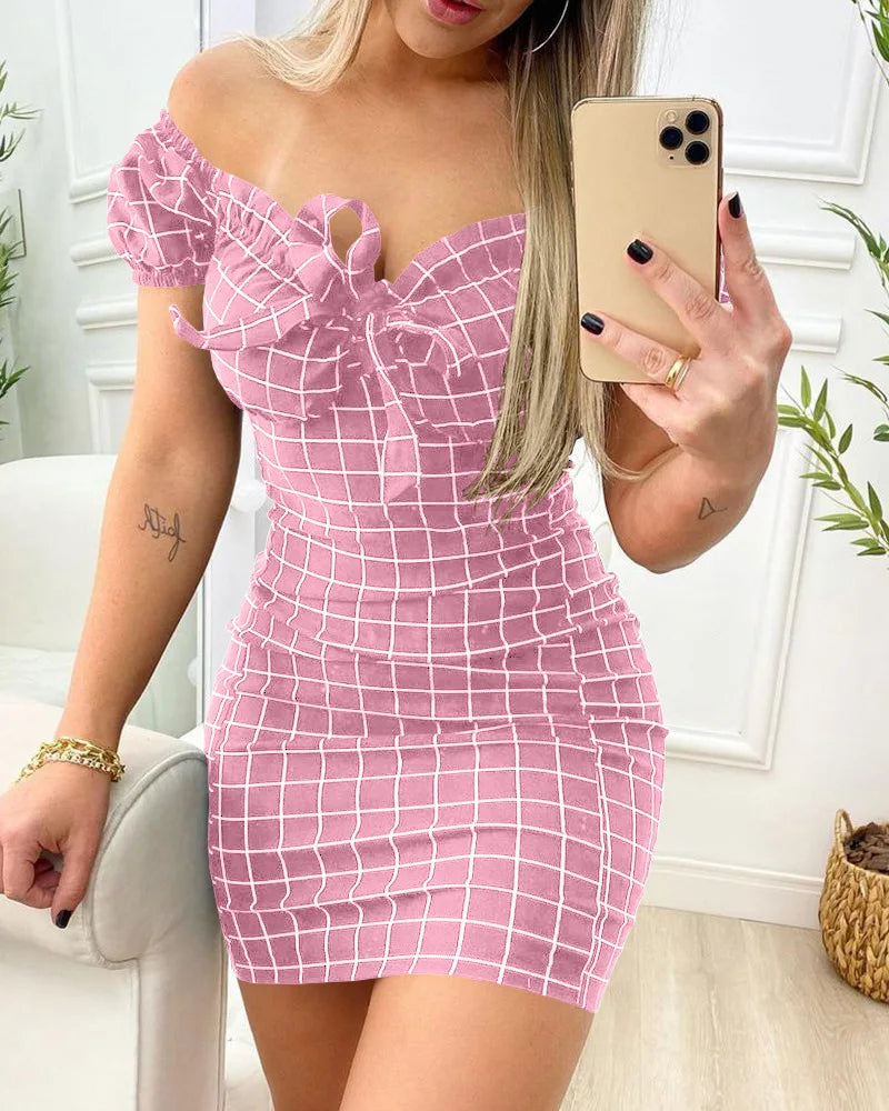Rosalie Grid Mini Dress