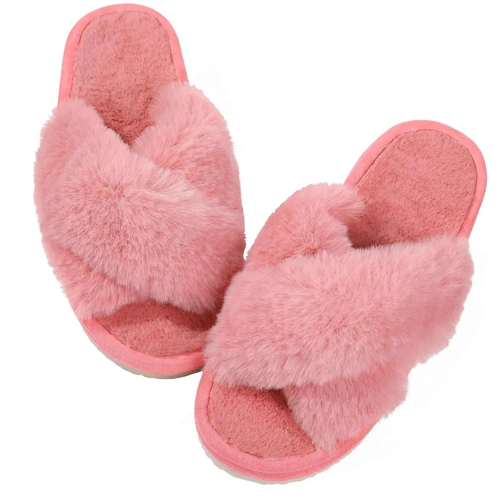 Josie Fluffy Open Toe Furry Slippers