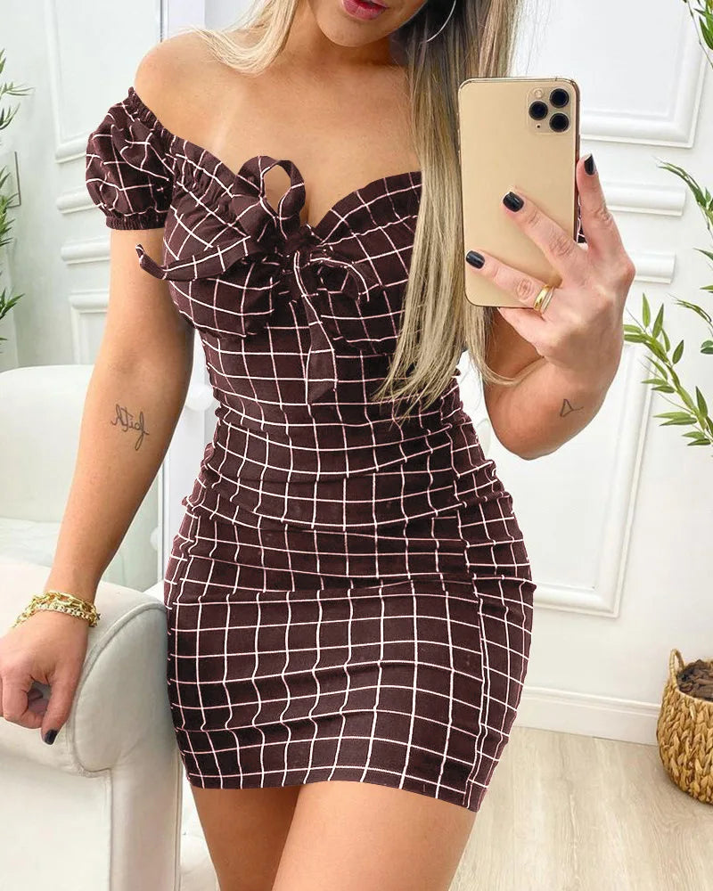 Rosalie Grid Mini Dress