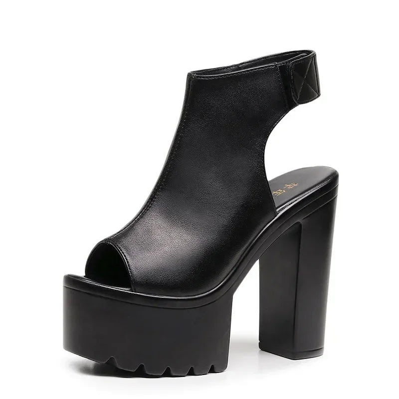 Olivia Peep Toe Chunky Platform Shoes